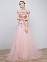 Robe de Bal 2022 Rose Long Tulle Hors de l