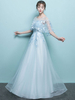 Robe de bal 2022 une ligne bijou cou sans manches en dentelle cloutée fleur robes de soirée formelles robe de mariage invité