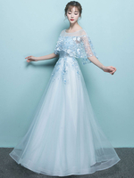 Robe de bal 2022 une ligne bijou cou sans manches en dentelle cloutée fleur robes de soirée formelles robe de mariage invité