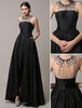 Robe de bal A-ligne asymétrique en taffetas noir avec perles Robes pour les invités de mariage Milanoo