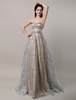 Robe de bal A-ligne avec paillettes champagne longueur plancher