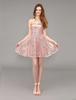 Robe de bal A-ligne avec paillettes rose hors de l
