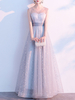 Robe de bal A-ligne col en V pailleté sans manches étage longueur robes de soirée plissées