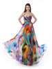 Robe de bal A-ligne en chiffon à bretelles imprimé fleuri Milanoo