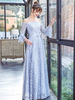 Robe de bal A-ligne en dentelle gris clair hors de l