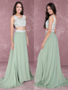 Robe de bal A-ligne en dentelle Vert Cendré col V avec perles Avec traîne Milanoo
