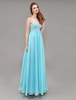Robe de bal A-ligne en mousseline de soie bleue bustier