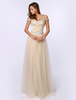 Robe de bal A-ligne en tulle champagne hors de l