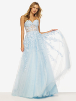 Robe de bal A-Line col en cœur en tulle sans manches en dentelle robes de soirée