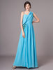 Robe de bal A-line en mousseline de soie brodée au cou et à lencolure bleue Milanoo