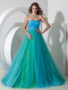 Robe de bal bicolore torsadée dentelle froncée Tulle Satin robe