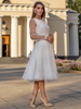 Robe de bal blanche A-ligne col bateau tulle manches longues robes de soirée plissées