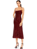 Robe de bal bordeaux A-ligne conçu décolleté paillettes sans manches Criss-Cross robes de soirée