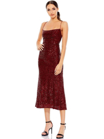 Robe de bal bordeaux A-ligne conçu décolleté paillettes sans manches Criss-Cross robes de soirée