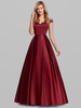 Robe de bal bordeaux en tissu satiné épaules dénudées A-ligne sans manches Maxi Pageant Robes
