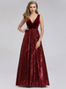 Robe de bal Bourgogne Velours V Col V Une ligne Robe de soirée sans manches Robe de soirée