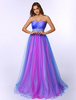Robe de bal bustier A-ligne en tulle avec perles et longueur plancher