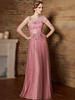 Robe de bal Caméo Brown une ligne une épaule Tulle Tulle sans manches de dentelle robe de soirée robes de soirée