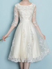 Robe de bal champagne Tulle bijou cou robe de bal manches 3/4 appliques robes de reconstitution historique