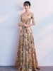 Robe de bal col de bijou une ligne manches demi longueur au sol paillettes robes de soirée