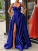 Robe de bal Col en V A Ligne Robe Fendue robe de soirée à bretelle chic