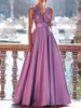 Robe de bal Col en V A-ligne Robes de soirée sans manches