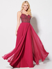 Robe de bal col en V A-ligne sans manches dos nu en mousseline de soie perles robes de soirée en polyester