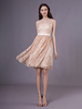 Robe de bal courte en dentelle champagne robe de cocktail courte trou de serrure