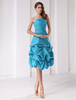 Robe de bal de finissants bleue plissée sans bretelles