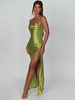 Robe de bal dos nu fente haute bretelles spaghetti robes de soirée maxi sexy