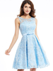 Robe de bal en dentelle A-ligne Robes de soirée Nœuds Mini robes sans manches