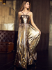 Robe de bal en polyester décolleté conçu ligne a sans manches robes de soirée plissées
