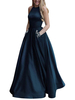 Robe de bal en satin tissu une ligne une ligne perlée longueur de plancher robes perlées