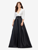 Robe de bal en tissu satiné col en V ligne a demi-manches ceinture robes de soirée