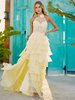 Robe de bal en tissu satiné col haut sans manches robes de soirée plissées