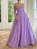 Robe de bal en tulle à paillettes et col en cœur et épaules dénudées