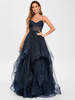 Robe de bal en tulle col en V silhouette de princesse sans manches robes dinvitées de mariage