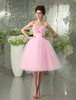 Robe de bal en voile de tulle rose bustier avec perles Milanoo