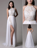 Robe de bal fourreau chiffon ivoire Avec traîne