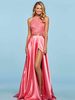 Robe de bal Halter deux pièces sans manches en dentelle robes de soirée