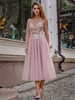 Robe de bal Illusion décolleté A-ligne manches longues Applique Tulle Dentelle Cameo Brown Robes de soirée