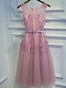 Robe de bal marron camée Tulle décolleté illusion robe de bal sans manches perles longueur genou robes de reconstitution historique