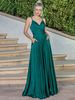 Robe de bal Polyester col en V A-ligne sans manches robes de soirée fendues sur le devant