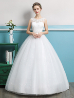 Robe de bal Princesse 2022 robes de mariée tulle dos nu ivoire perles longueur plancher robe de mariée