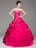 Robe de bal princesse en taffetas rose bustier brodé longueur plancher