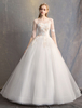 Robe de bal princesse robes de mariée ivoire demi manches robe de mariée dos nu applique