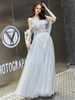Robe de bal princesse silhouette col montant bijou en dentelle demi-manches de volants robes de mariée