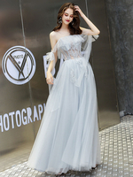 Robe de bal princesse silhouette col montant bijou en dentelle demi-manches de volants robes de mariée