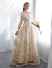 Robe de bal robe cérémonie femme champagne col rond zip sur dos au sol