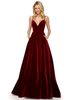 Robe de bal Robe de bal Sans bretelles Polyester Sans manches Robes de soirée Bordeaux Longue Robe de soirée